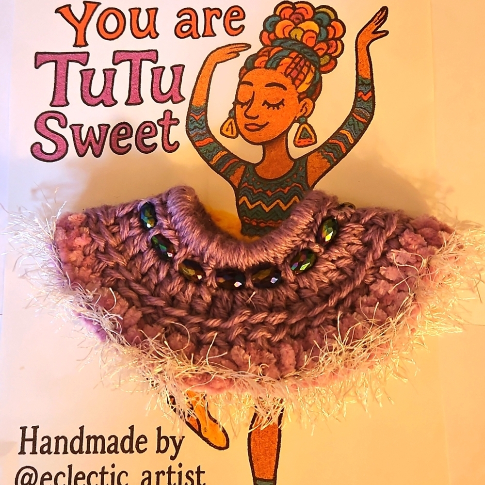 Balletcore Tutu Scrunchie Handmade Purple Ballerina Bun accessory Upcycled Beads - Picture 5 of 17